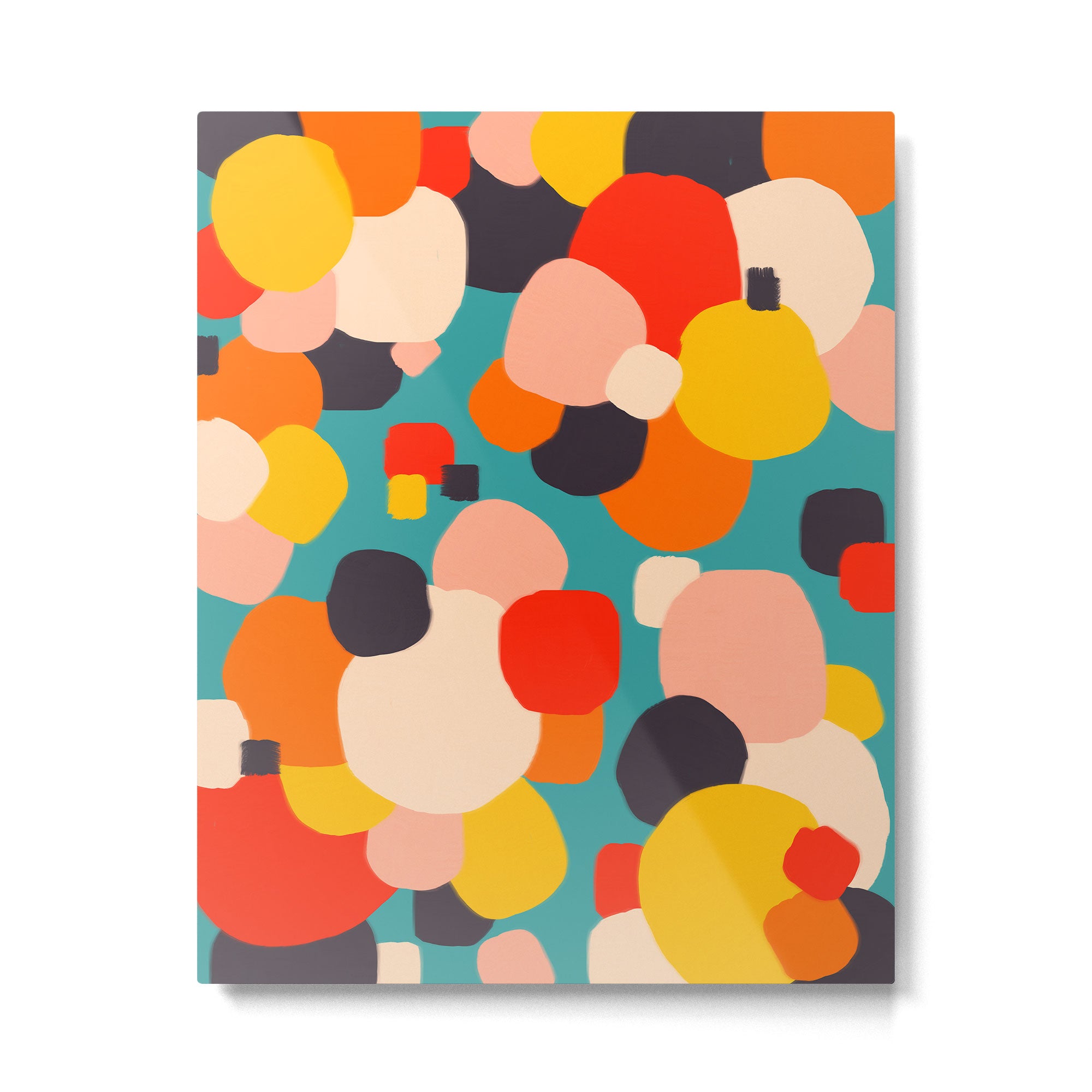 Happy Thoughts Rush In, Positivity Growth Mindset Abstract Painting, Colorful Retro Shapes Brush Strokes, Eclectic Bohemian Fun Celebration Confetti Metal Print Gallery Image 4