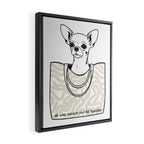 He Who Should Not Be Bagged | Cute Dog Chihuahua Fashion Quote Line Art, Pet Animal Movie Pun Funny, Typography Letters Phrase Dialogue Words, Contemporary Modern Minimal Patterned Bag Framed Canvas Print Gallery Image 2