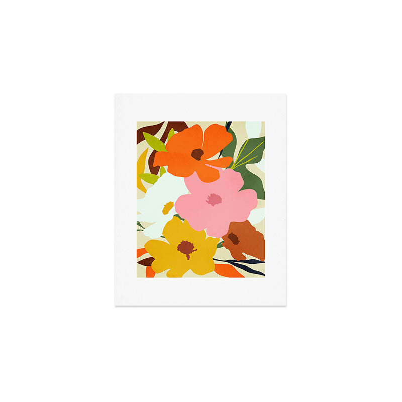 Hello Spring, Floral Nature Pastel Botanical Painting, Bohemian Mid-Century Contemporary Eclectic Plants Garden Art Print Gallery Image 1