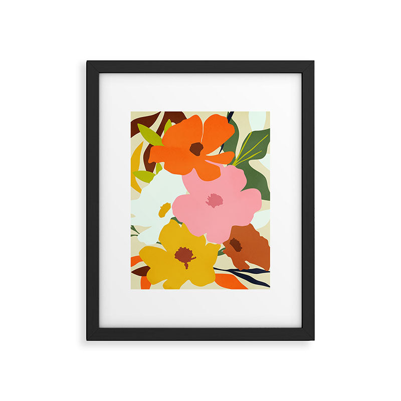 Hello Spring, Floral Nature Pastel Botanical Painting, Bohemian Mid-Century Contemporary Eclectic Plants Garden Framed Art Print Gallery Image 5