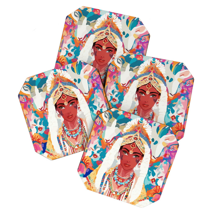 Her Highness, Royal Princess Royalty Queen, Boss Lady Brown Girl Boss, Bohemian Eclectic Heir Empower Portrait Coaster Gallery Image 1