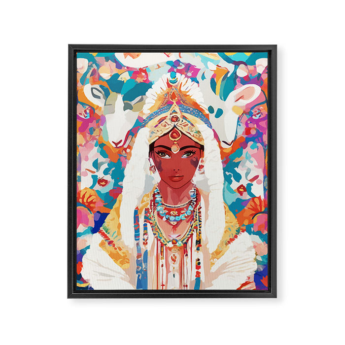Her Highness, Royal Princess Royalty Queen, Boss Lady Brown Girl Boss, Bohemian Eclectic Heir Empower Portrait Framed Canvas Print Gallery Image 1