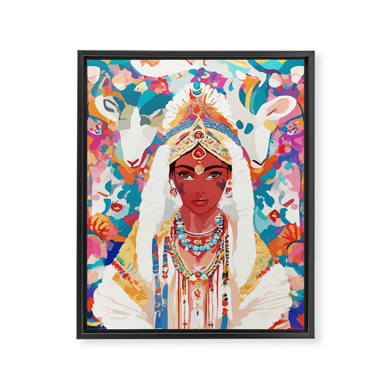 Her Highness, Royal Princess Royalty Queen, Boss Lady Brown Girl Boss, Bohemian Eclectic Heir Empower Portrait Framed Canvas Print Gallery Image 8