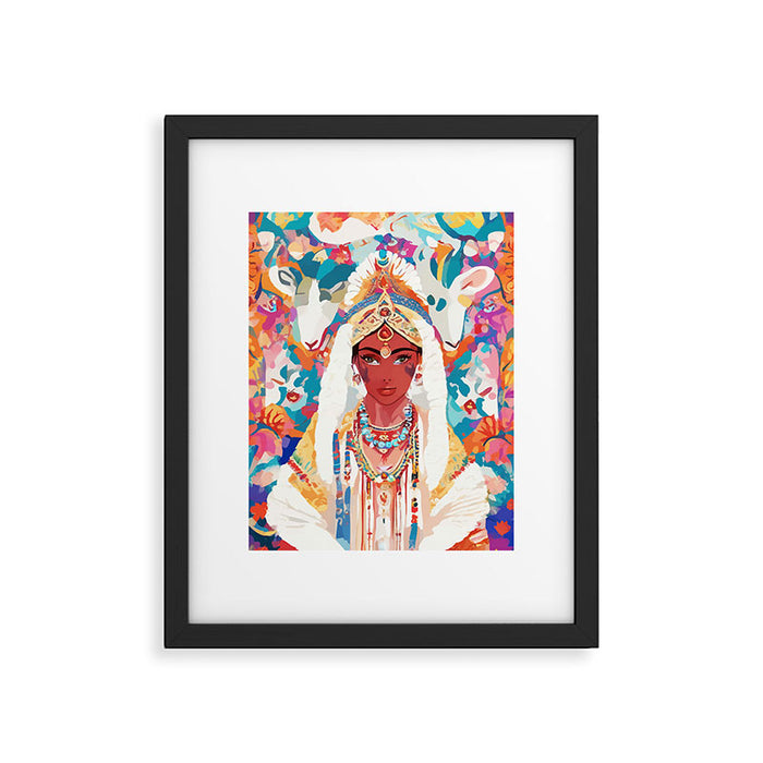 Her Highness, Royal Princess Royalty Queen, Boss Lady Brown Girl Boss, Bohemian Eclectic Heir Empower Portrait Framed Art Print Gallery Image 1