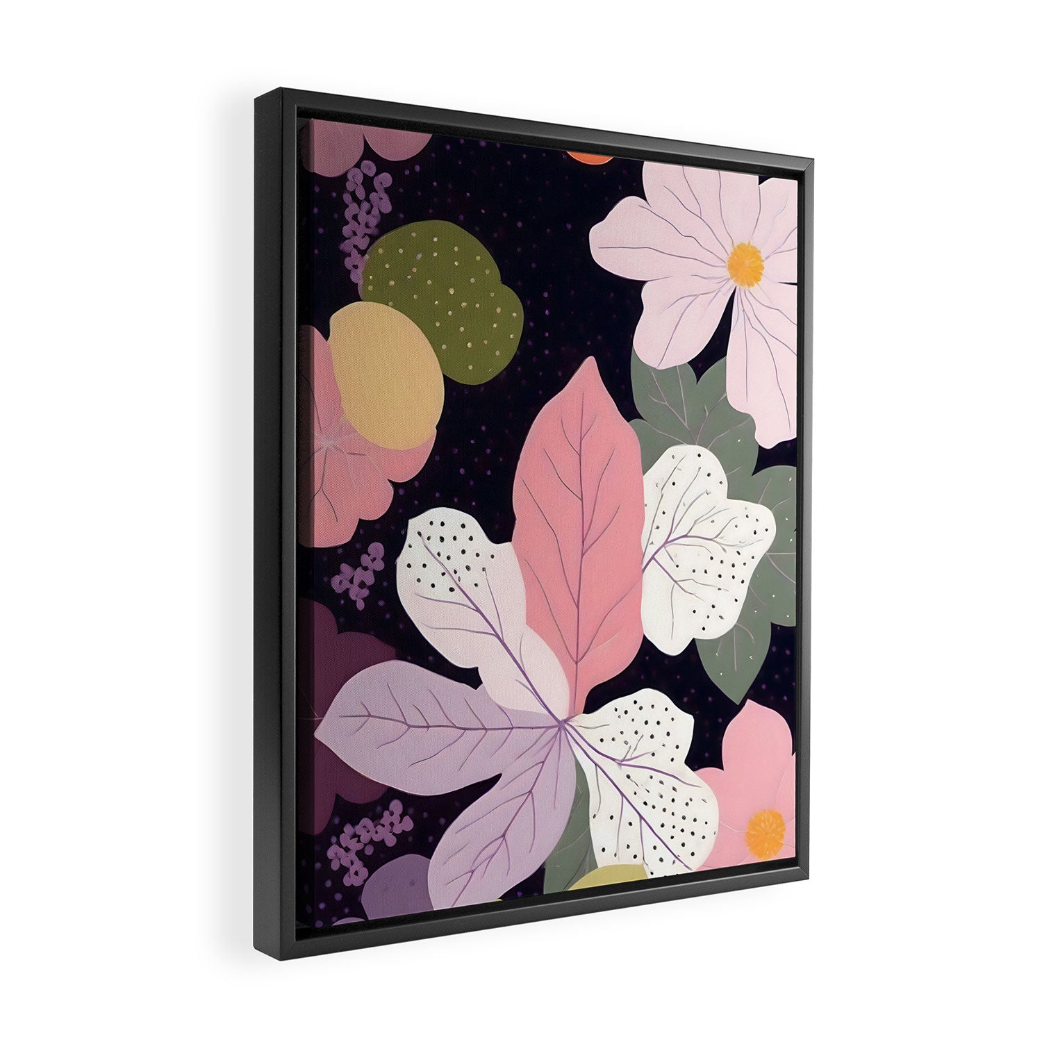 Hope Blossoms, Nature Botanical Dark Garden, Positivity Blush Pastel Bohemian, Vintage Illustration Painting Neutral Eclectic Plants Framed Canvas Print Gallery Image 2