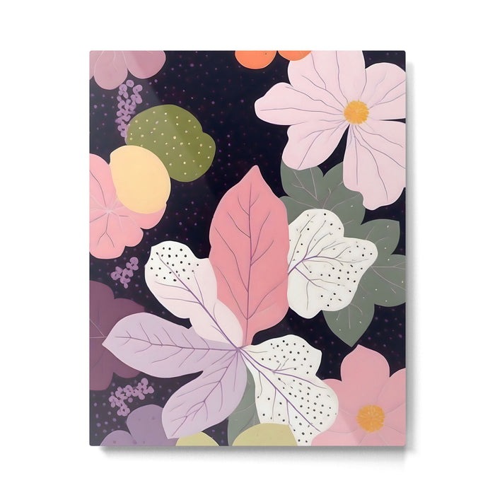 Hope Blossoms, Nature Botanical Dark Garden, Positivity Blush Pastel Bohemian, Vintage Illustration Painting Neutral Eclectic Plants Metal Print Gallery Image 1