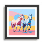 Horses with Polka Dots, Animals Wildlife Pastel Illustration, Chic Pink Yellow Horse Eclectic Bohemian Painting Framed Art Print Gallery Image 1