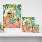 How To Become a Flamingo Illustration, Human Nature Connection, Woman Fashion Travel Canvas Print Gallery Image 3