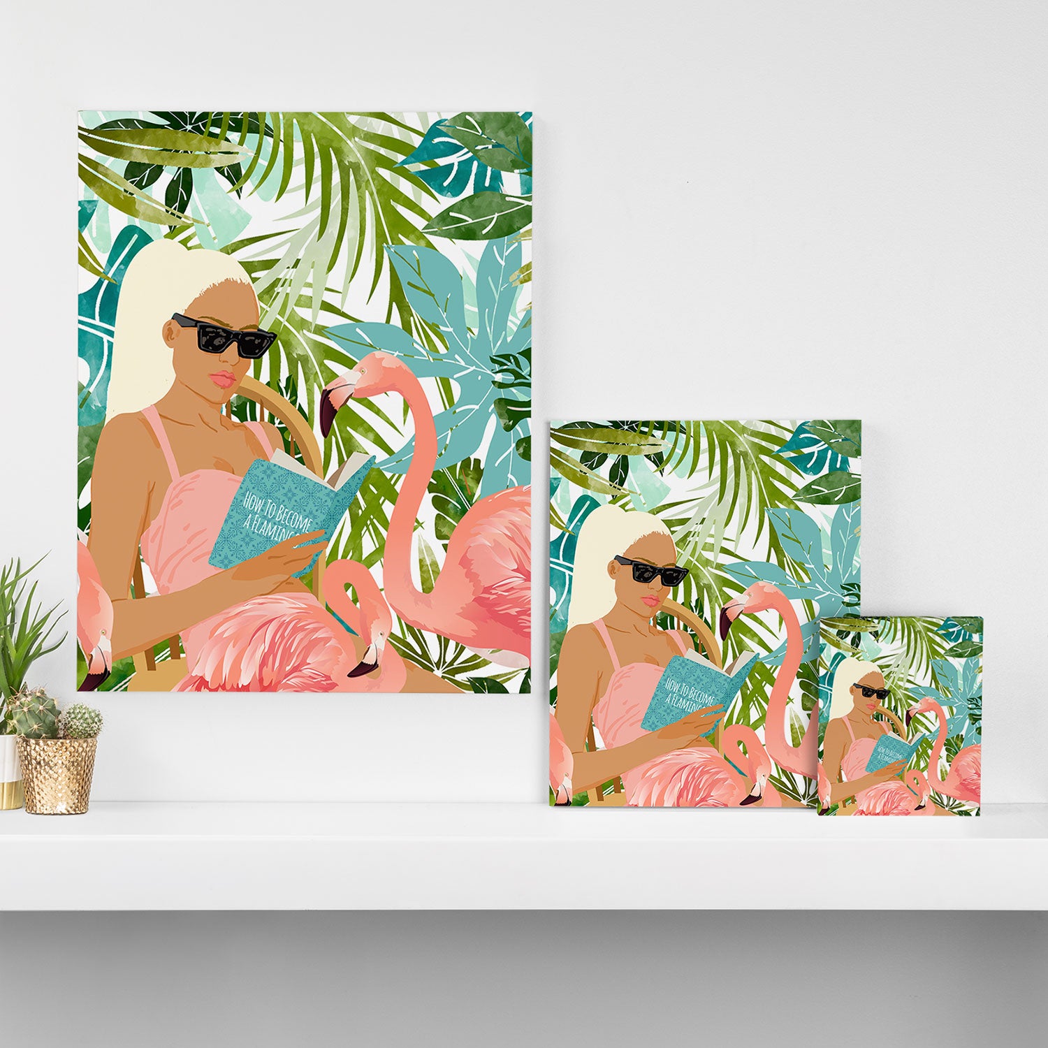 How To Become a Flamingo Illustration, Human Nature Connection, Woman Fashion Travel Canvas Print Gallery Image 3