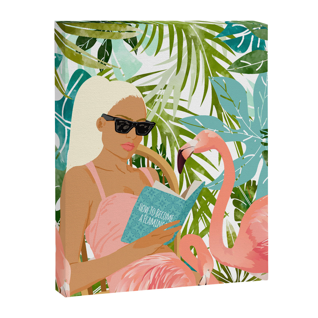 How To Become a Flamingo Illustration, Human Nature Connection, Woman Fashion Travel Canvas Print Gallery Image 6