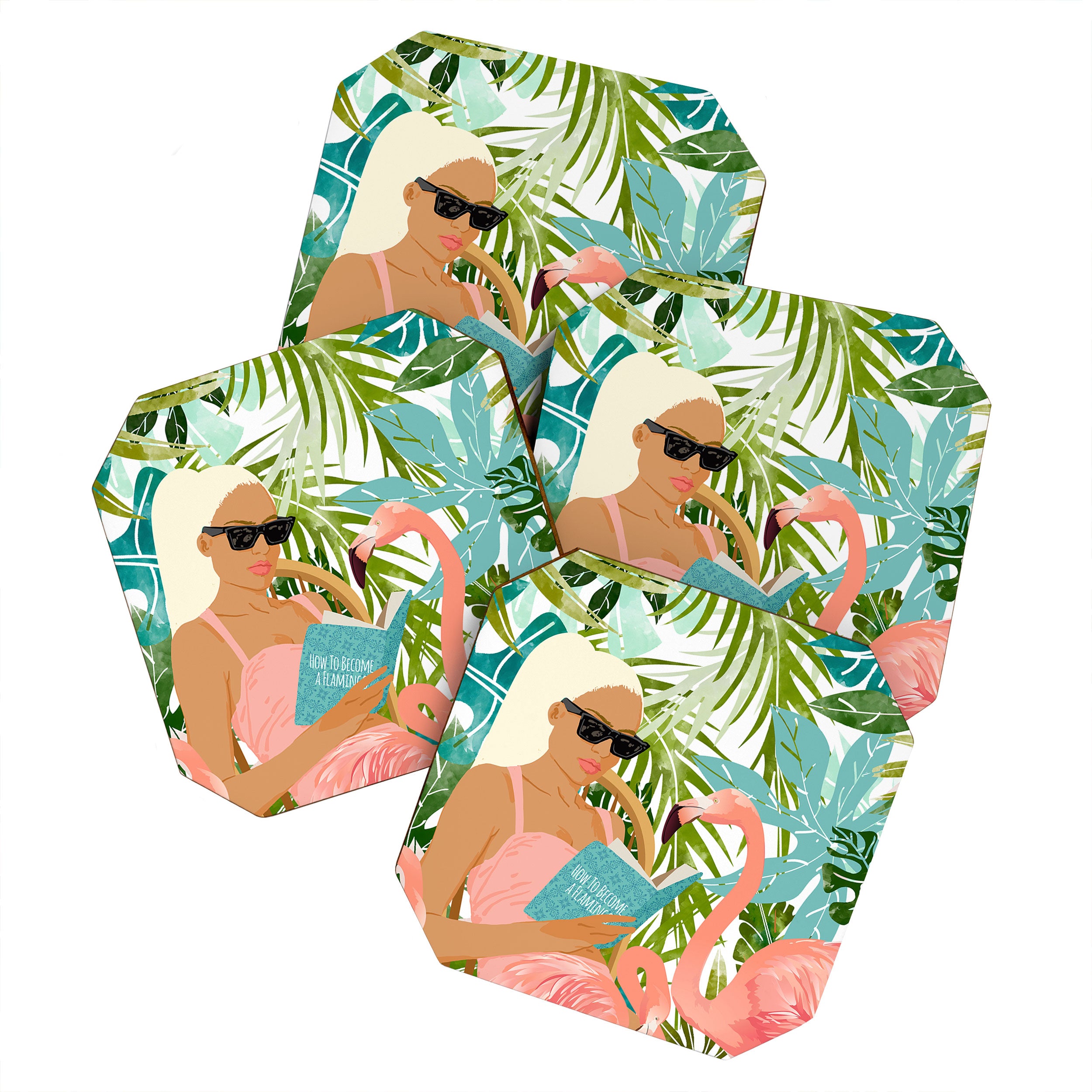 How To Become a Flamingo Illustration, Human Nature Connection, Woman Fashion Travel Coaster Gallery Image 1