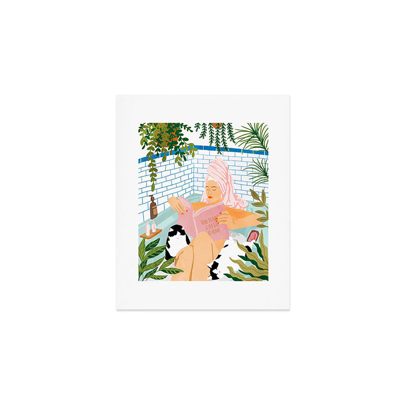 How To Have A Cat Spa Day At Home | Modern Bohemian Home Décor | Pet Bathroom Urban Jungle  Art Print