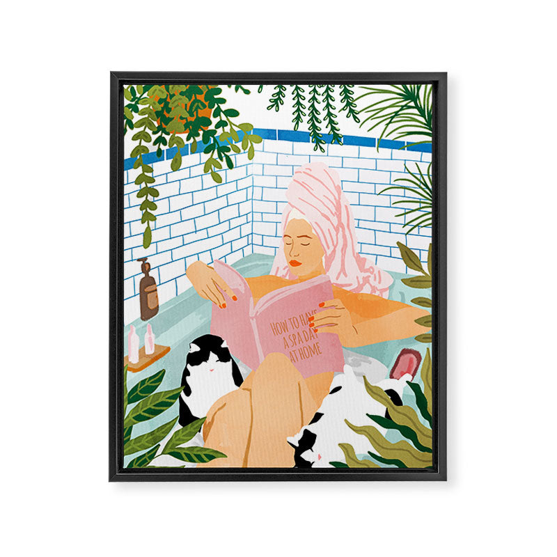 How To Have A Cat Spa Day At Home | Modern Bohemian Home Décor | Pet Bathroom Urban Jungle  Framed Canvas Print Gallery Image 6