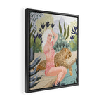 How to Train Your Leopard, Wild Cat Bohemian Woman Painting, Swimming Pool Bikini Summer Swim Animal Framed Canvas Print Gallery Image 2