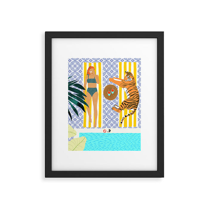 How To Vacay With Your Tiger, Human Animal Connection Illustration, Tropical Travel Morocco Painting Framed Art Print Gallery Image 1