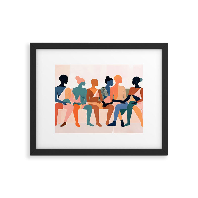Human Relationships, Abstract People Emotional Entanglement Concept, Eclectic Pastel Bohemian Feelings, Love Friendship Contemporary Modern Painting  Framed Art Print Gallery Image 5
