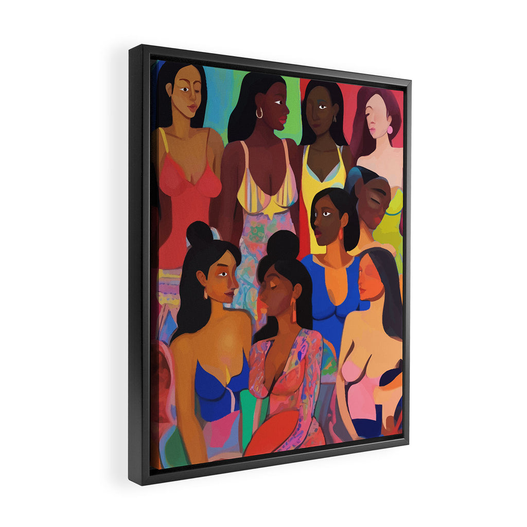 Identities, Woman Equality Human Rights, Female Individuality Feminist People, Friends Eclectic Bohemian Fashion Rustic Support System Painting  Framed Canvas Print Gallery Image 2