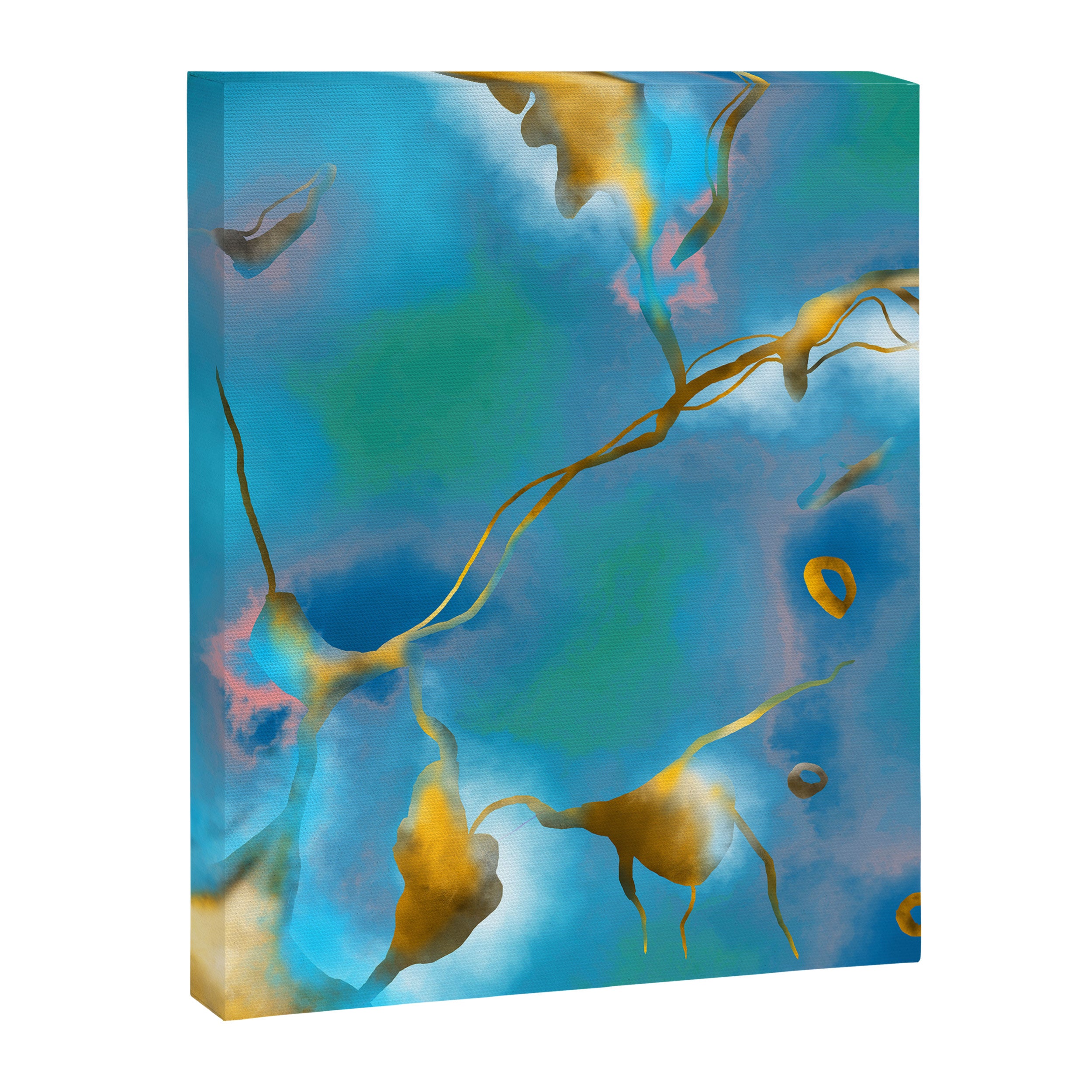 In My Veins, Abstract Marble Gold Texture, Eclectic Painting Resin Bohemian, Contemporary Luxe Chic Luxury Canvas Print Gallery Image 6