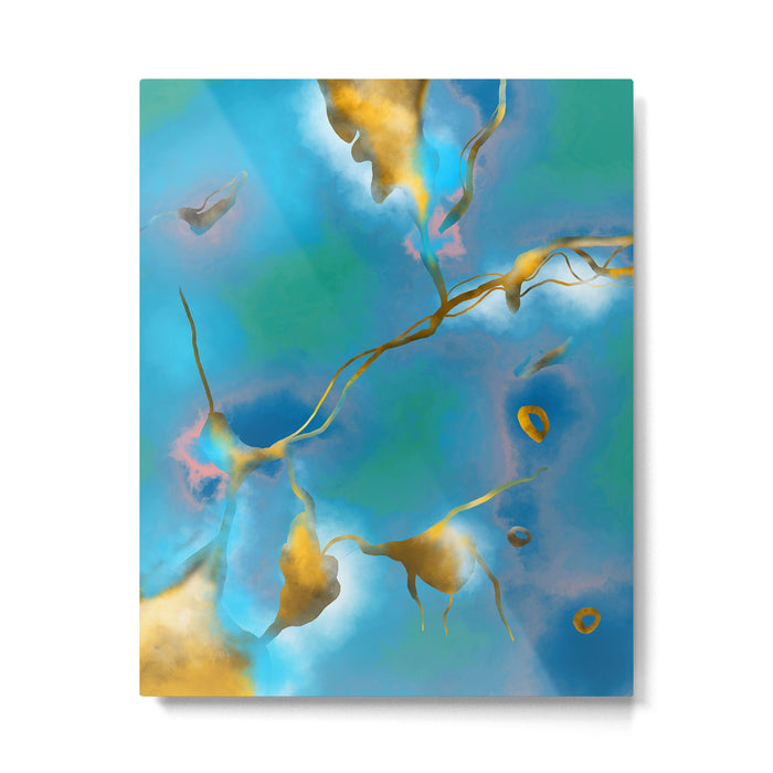 In My Veins, Abstract Marble Gold Texture, Eclectic Painting Resin Bohemian, Contemporary Luxe Chic Luxury Metal Print Gallery Image 1