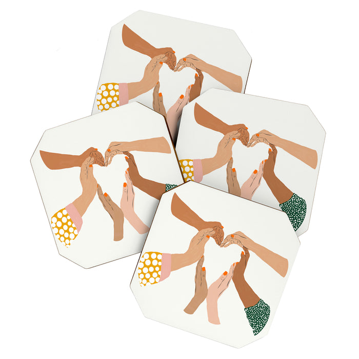 Indiscrimination | Anti-Racism Painting | Unity Illustration | Women Empowerment Growth Mindset Coaster Gallery Image 1
