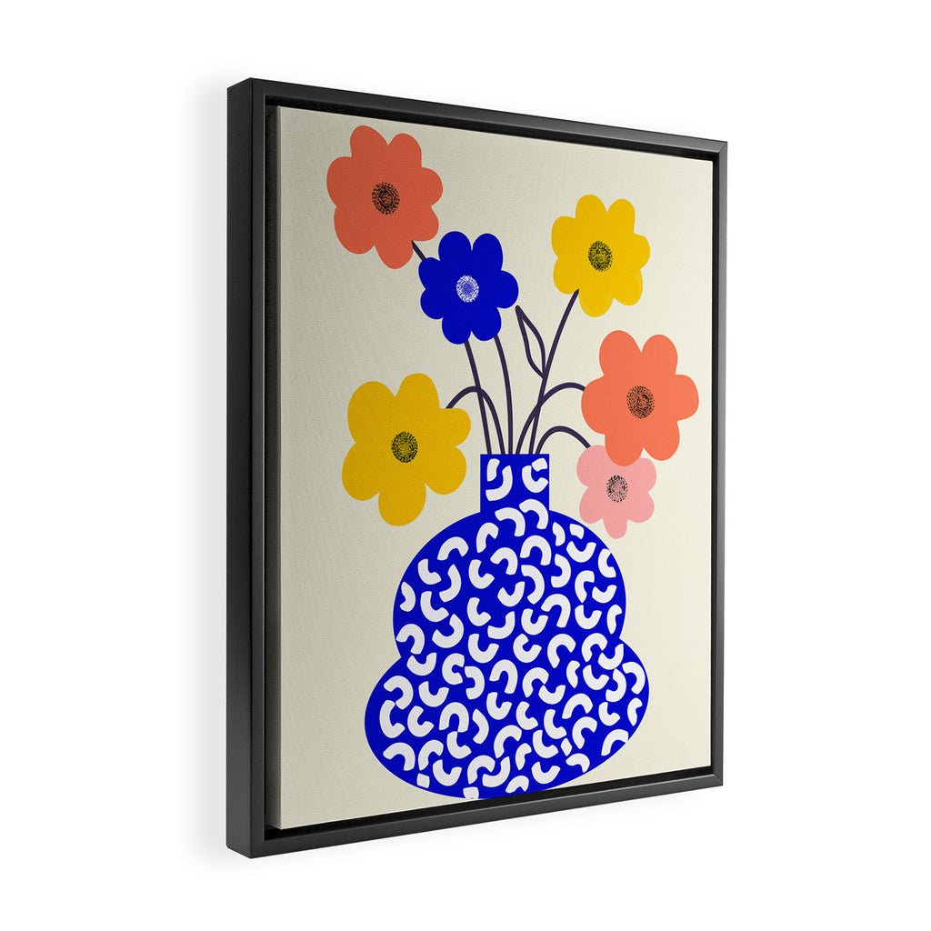 Inheritance, Flower Pot Botanical Floral, Eclectic Bohemian Concept Pop of Color, Dopamine Positivity Plants Nature Heredity Contemporary Framed Canvas Print Gallery Image 2