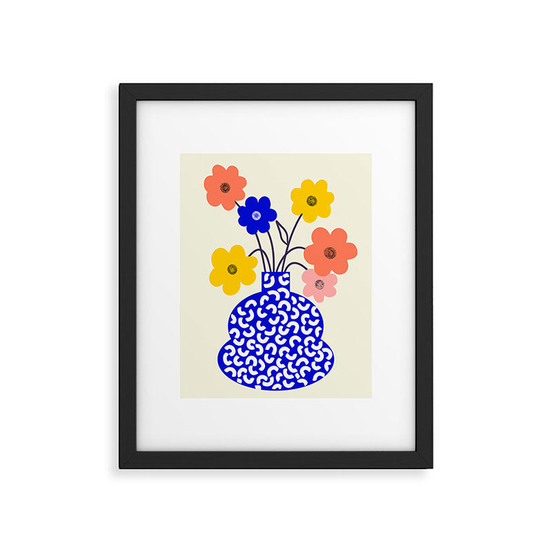 Inheritance, Flower Pot Botanical Floral, Eclectic Bohemian Concept Pop of Color, Dopamine Positivity Plants Nature Heredity Contemporary Framed Art Print Gallery Image 5