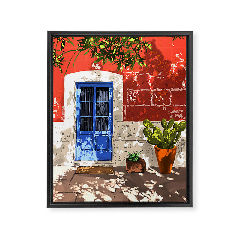 Intentful Living | Summer Architecture Travel Positivity | Optimism Good Vibes Bohemian House Door Framed Canvas Print Gallery Image 6