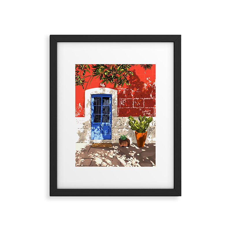Intentful Living | Summer Architecture Travel Positivity | Optimism Good Vibes Bohemian House Door Framed Art Print Gallery Image 5