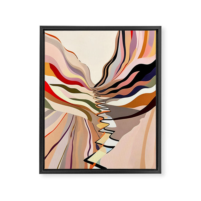 Interwoven, Pastel Colorful Nature Landscape, Mountains Hills Valley Travel, Muted Bohemian Painting Framed Canvas Print Gallery Image 1
