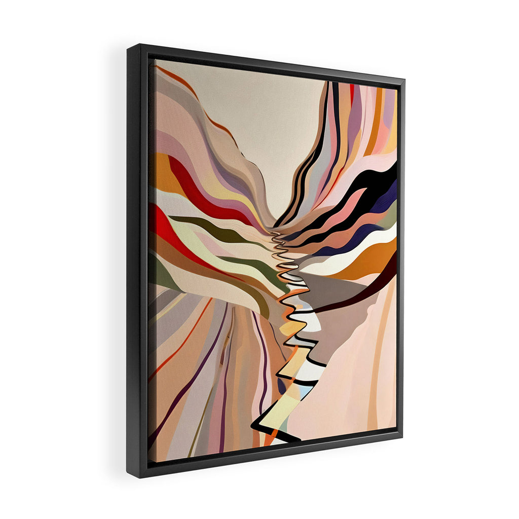 Interwoven, Pastel Colorful Nature Landscape, Mountains Hills Valley Travel, Muted Bohemian Painting Framed Canvas Print Gallery Image 2