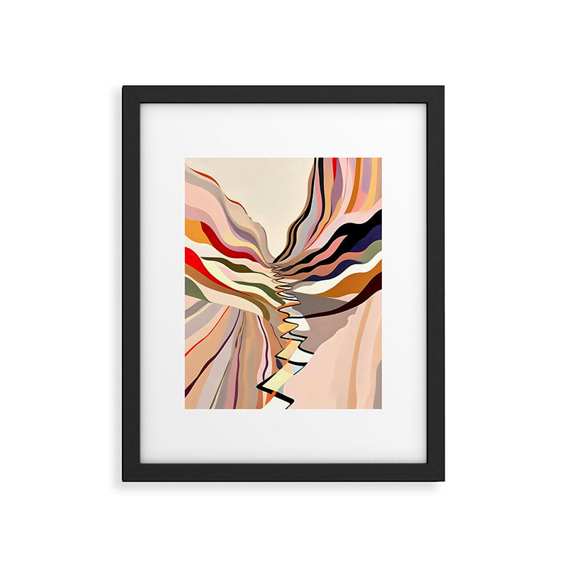 Interwoven, Pastel Colorful Nature Landscape, Mountains Hills Valley Travel, Muted Bohemian Painting Framed Art Print Gallery Image 5