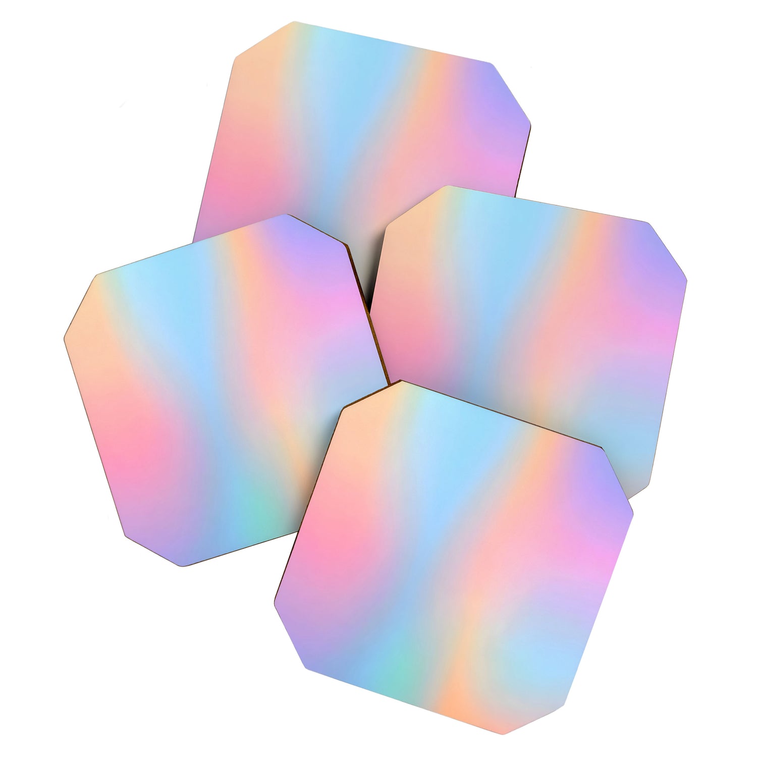 Iridescent Series 01, Pastel Gradient Holograph Energy, Aura Spiritual Vibrant Minimal, Abstract Aesthetic Bohemian Coaster Gallery Image 1