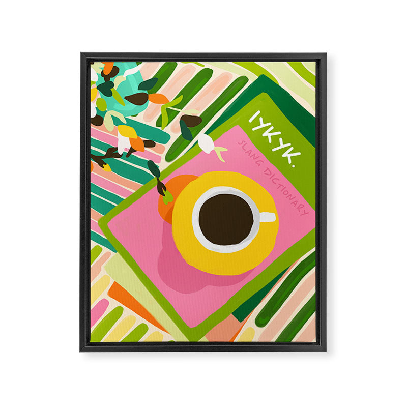 IYKYK, If You Know You Know, Typography Tea American Slang Quote Quirky, English Language Communication Millennials Whimsical Fun, Eclectic Bohemian Contemporary Painting Words Attitude Framed Canvas Print Gallery Image 6