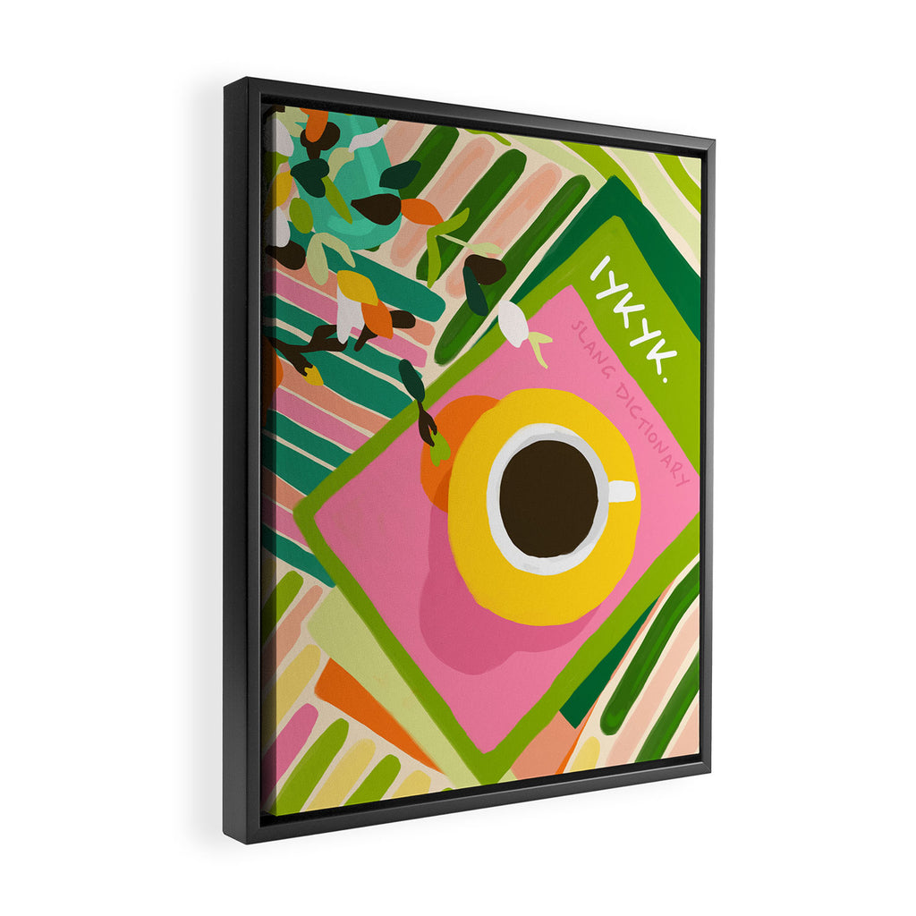 IYKYK, If You Know You Know, Typography Tea American Slang Quote Quirky, English Language Communication Millennials Whimsical Fun, Eclectic Bohemian Contemporary Painting Words Attitude Framed Canvas Print Gallery Image 2