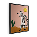Jazzy Wild Cat, Dancing Leopard Animals Pets, Wildlife Bengal Cats Exotic, Cheetah Jungle Pastel Whimsical, Quirky Bohemian Modern Eclectic Framed Canvas Print Gallery Image 2