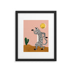 Jazzy Wild Cat, Dancing Leopard Animals Pets, Wildlife Bengal Cats Exotic, Cheetah Jungle Pastel Whimsical, Quirky Bohemian Modern Eclectic Framed Art Print Gallery Image 5