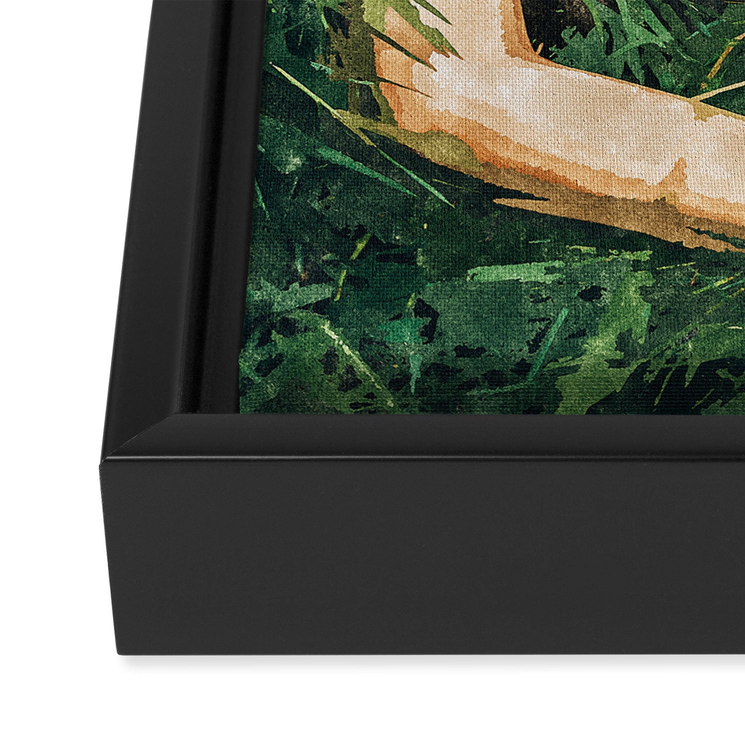 Jungle Nap Painting, Nature Illustration, Woman & Birds Portrait Framed Canvas Print Gallery Image 3