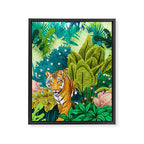 Jungle Tiger | Modern Bohemian Colorful Forest | Tropical Botanical Nature Watercolor Painting Framed Canvas Print Gallery Image 8
