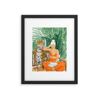 Jungle Vacay | Modern Bohemian Blonde Woman Tropical Travel | Leopard Wildlife Forest Reader Framed Art Print Gallery Image 4