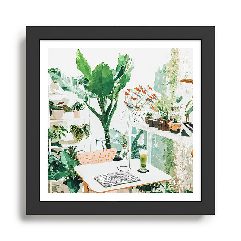 Junglow, Urban Jungle Botanical Home decor, Tropical Plants Interior Design Plant Lady Painting Framed Art Print Gallery Image 1