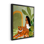 Just You & Me | Tiger Urban Jungle Friendship | Wild Cat Bohemian Black Woman with Pet  Framed Canvas Print Gallery Image 2
