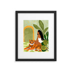 Just You & Me | Tiger Urban Jungle Friendship | Wild Cat Bohemian Black Woman with Pet  Framed Art Print Gallery Image 5
