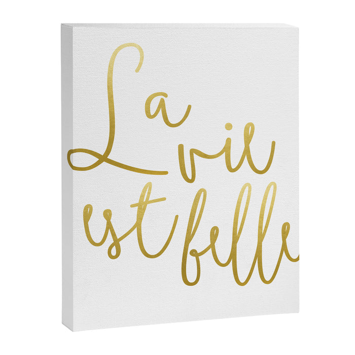 La vie est belle #society6 #typography #buyart Canvas Print Gallery Image 1