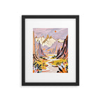 Lavender Mountains, Romantic Scenic Landscape Nature, Travel Summer Painting, Bohemian Colorful Hills Adventure Sunset Framed Art Print Gallery Image 5