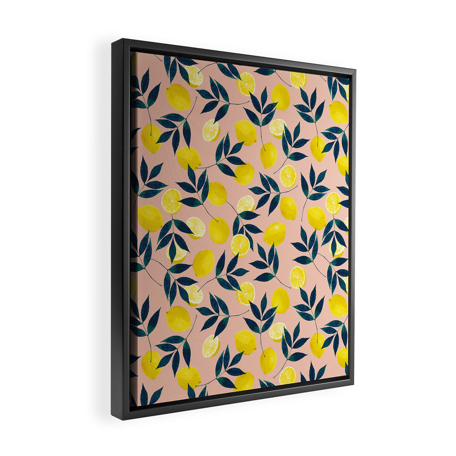 Lemon Goodness, Botanical Nature Forest Illustration, Bohemian Blush Colorful Painting Framed Canvas Print Gallery Image 2
