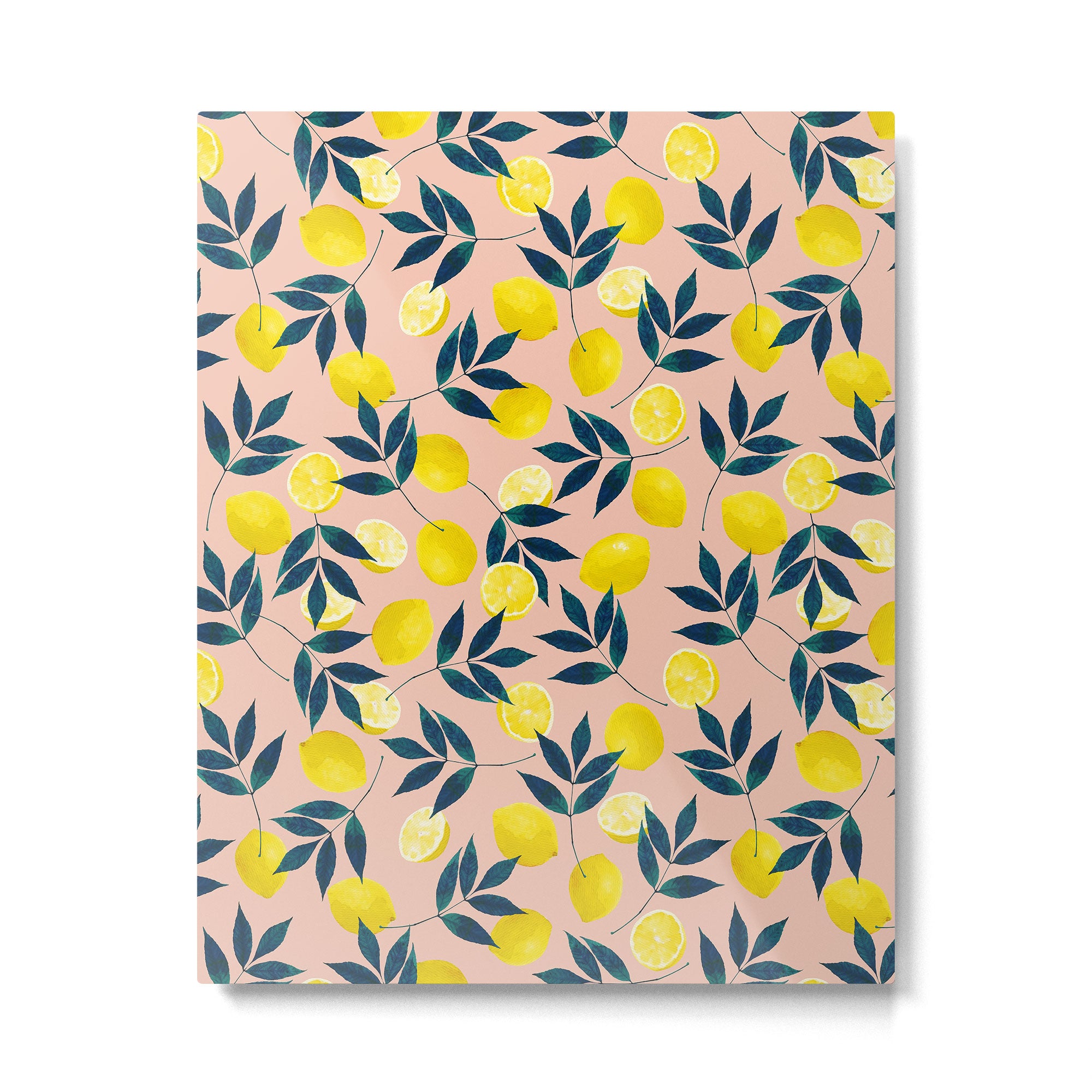 Lemon Goodness, Botanical Nature Forest Illustration, Bohemian Blush Colorful Painting Metal Print Gallery Image 6