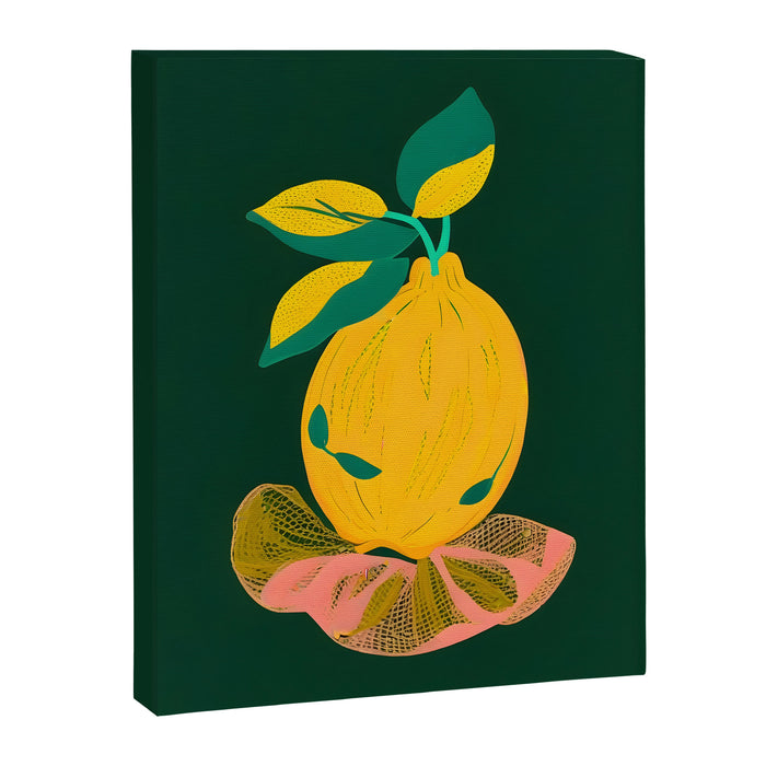 Lemon's Out of The Net Bag, Eclectic Food Fruit Juicy Summer, Whimsical Naïve Quirky Child-like Illustration  Canvas Print Gallery Image 1