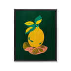 Lemon's Out of The Net Bag, Eclectic Food Fruit Juicy Summer, Whimsical Naïve Quirky Child-like Illustration  Framed Canvas Print Gallery Image 6