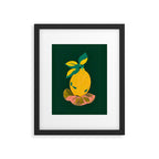 Lemon's Out of The Net Bag, Eclectic Food Fruit Juicy Summer, Whimsical Naïve Quirky Child-like Illustration  Framed Art Print Gallery Image 5