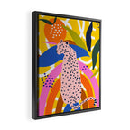 Leopard Somewhere Over The Rainbow, Maximalist Abstract Wildlife Jungle Botanical, Pop of Color Eclectic Animals Illustration  Framed Canvas Print Gallery Image 2